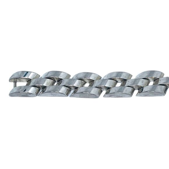 Mens Stamped .925 “Sterling” Silver Chain Link Bracelet Beautiful Substantial We - Picture 9 of 11